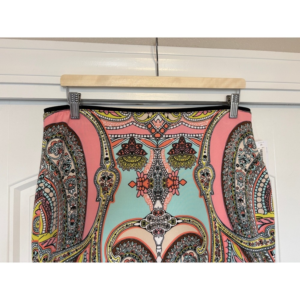 Bisou Bisou Michele Bohbot Bohemian Paisley Pencil Skirt Large NWT - Picture 4 of 10